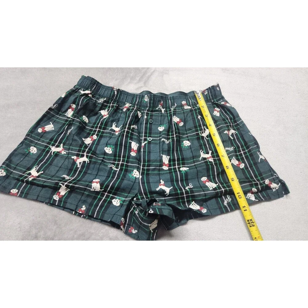 Victoria's Secret Women's Small Green Holiday Dogs Silky Sleep Boxy Pajama Short